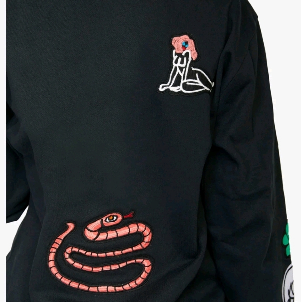RVCA Mark Oblow Patch Hoodie for Women Black Medium (Uk 8) - Picture 4 of 9